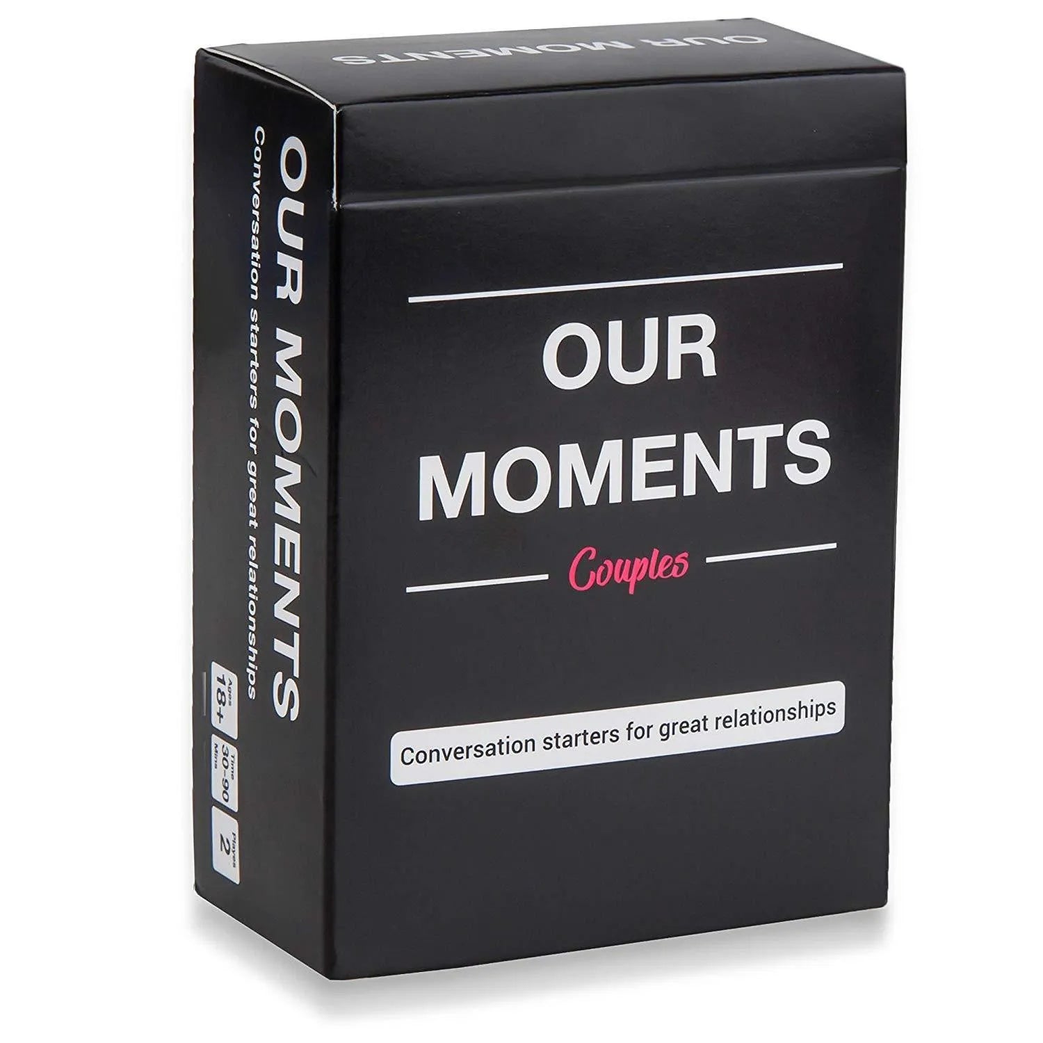 Black coated paper box of Our Time Lovers communication cards for couples emotional exchange