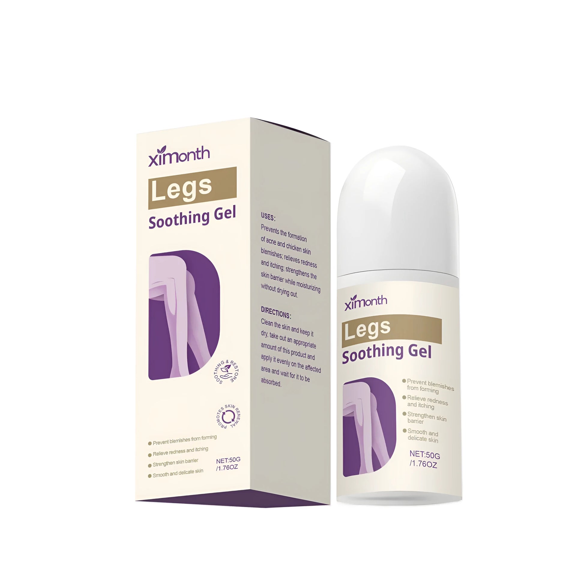 50g tube of skin soothing gel with Centella asiatica and menthol for irritated skin.