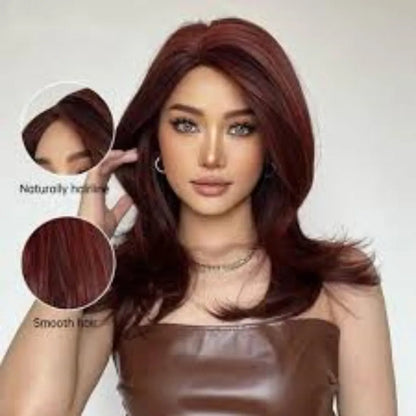 Mid-length full-head wig with platinum gradient colour, long curly hair, and bangs in star fashion style