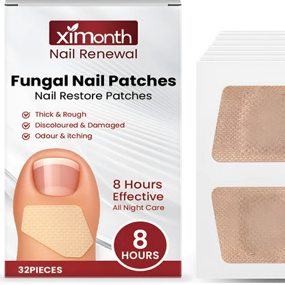 Box of 32 Nail Restore Patches for treatment of dry cracked nails with garlic and tea tree oil