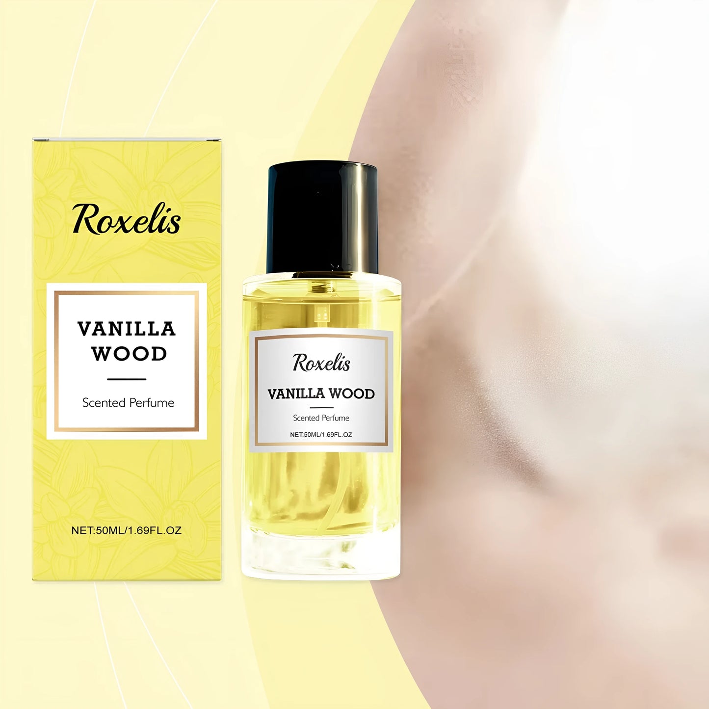 50ml amber glass perfume spray bottle with vanilla musk ebony bark extract fragrance