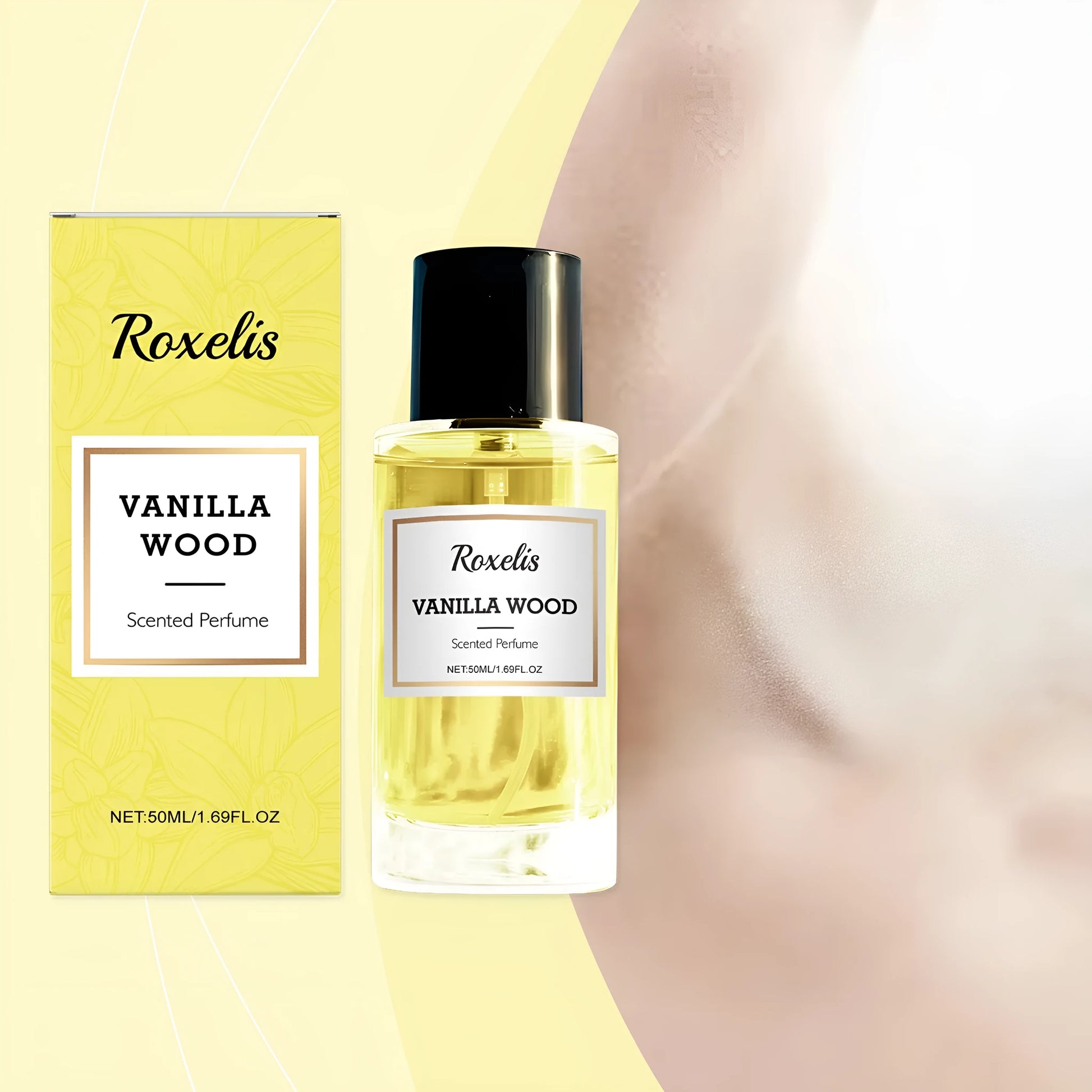 50ml amber glass perfume spray bottle with vanilla musk ebony bark extract fragrance