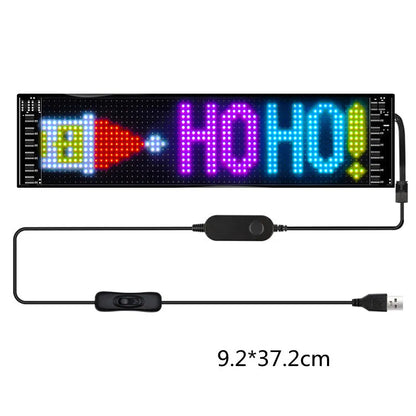 Programmable car LED sign with flexible full-colour advertising display screen showing custom text