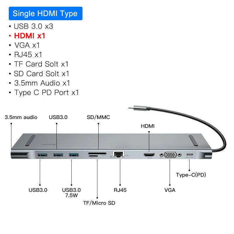 Aluminium laptop cooling docking station with ten ports including HDMI VGA and Gigabit network