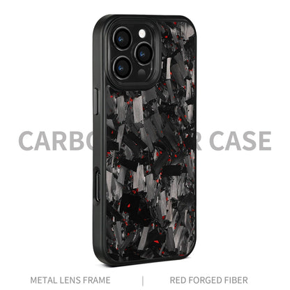 Metal frame forged pattern mobile phone protective shell in black with carbon fibre texture and magnetic function