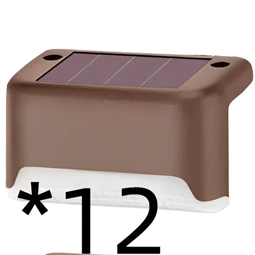 Coffee-coloured solar step light with solar panel, dimensions 78x45x42mm