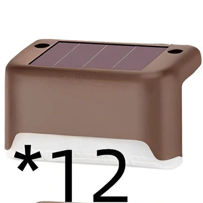 Coffee-coloured solar step light with solar panel, dimensions 78x45x42mm