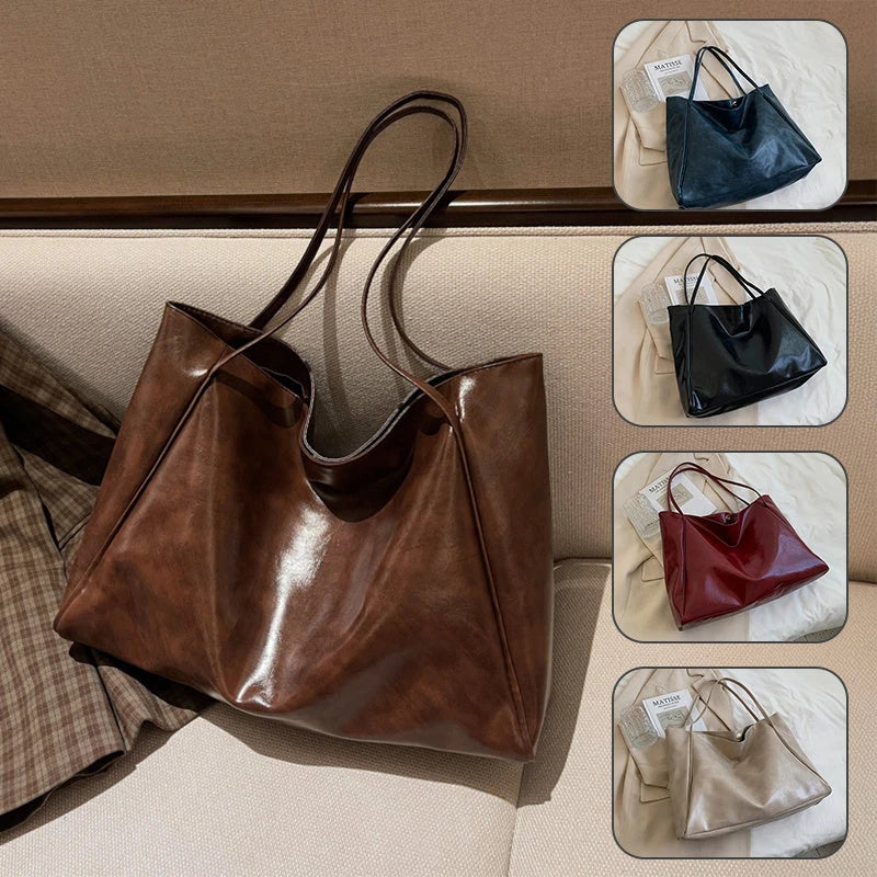 Premium faux leather shoulder bag in a variety of chic colors for autumn and winter fashion