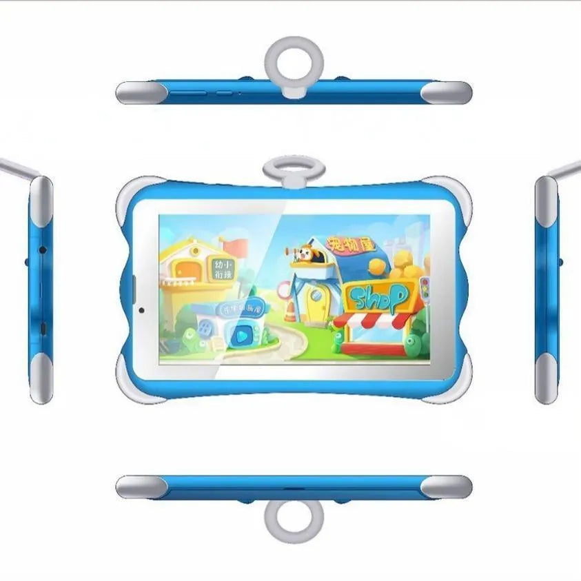 7-inch children's learning tablet in cartoon colours with built-in stand and 3G calling capability