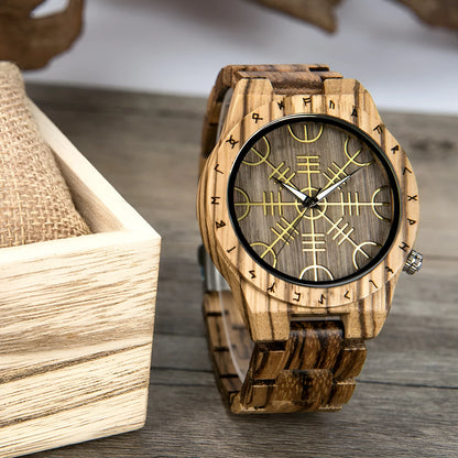 Leisure ebony all wood watch with quartz movement and mineral glass mirror, casual style, four colour options