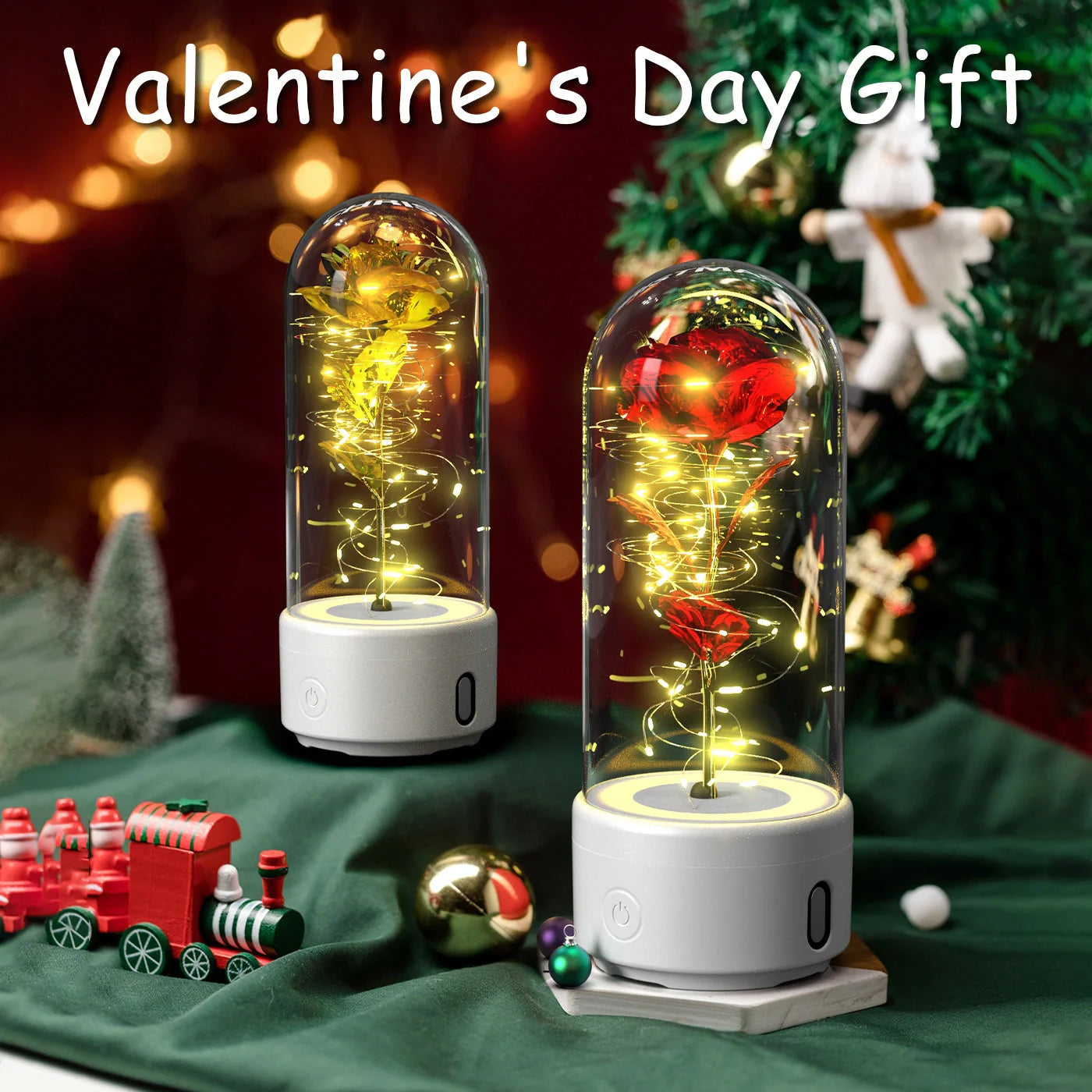 Elegant rose-themed LED light and Bluetooth speaker for romantic ambience and immersive audio experiences