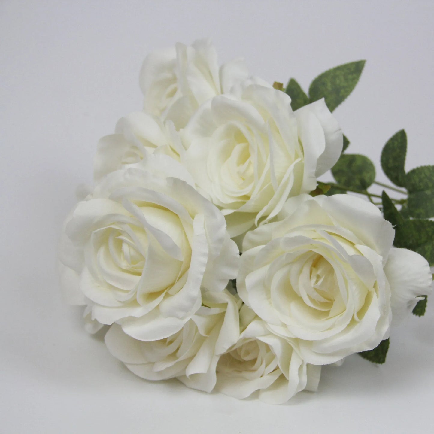 Artificial silk rose flower bouquet with ten rose heads, 53cm tall, in brown colour option.