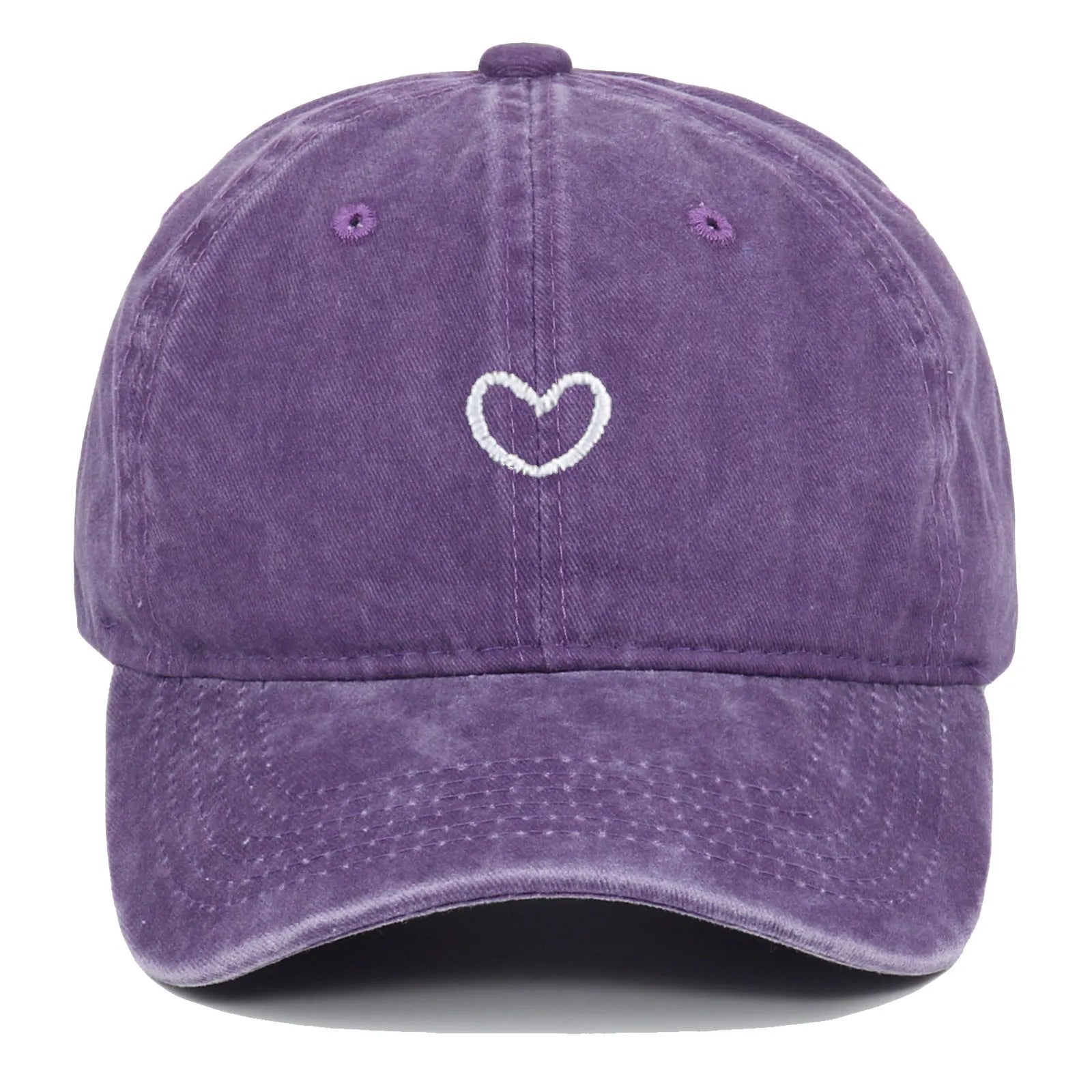 Retro-style baseball cap with colourful machine embroidery on a soft cotton dome crown, shown in a wine red colour.