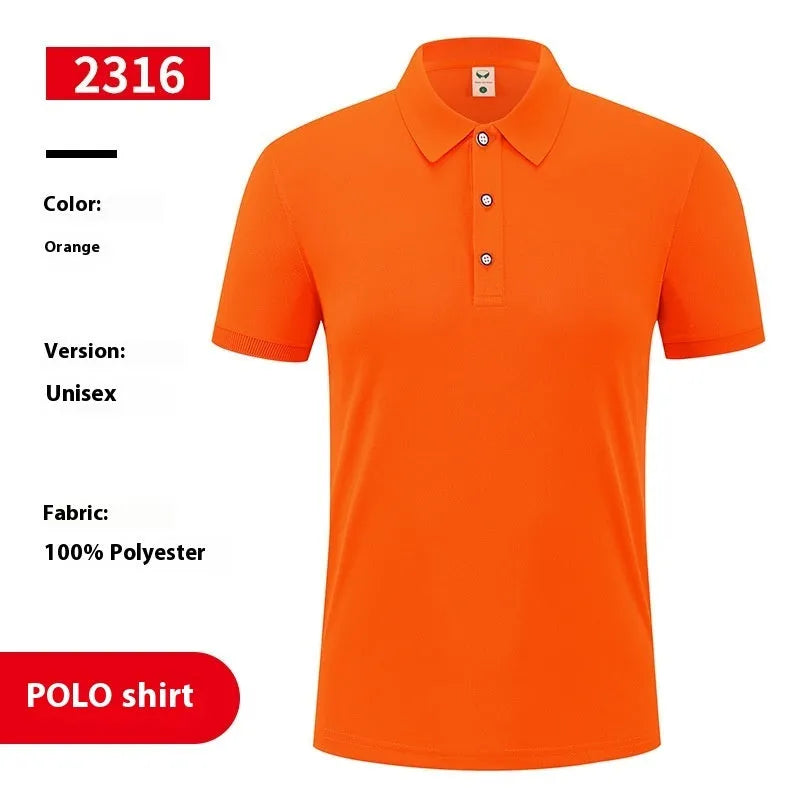 Ice silk polo shirt with advertising logo pattern in multiple colour options including white black red light blue wine red orange