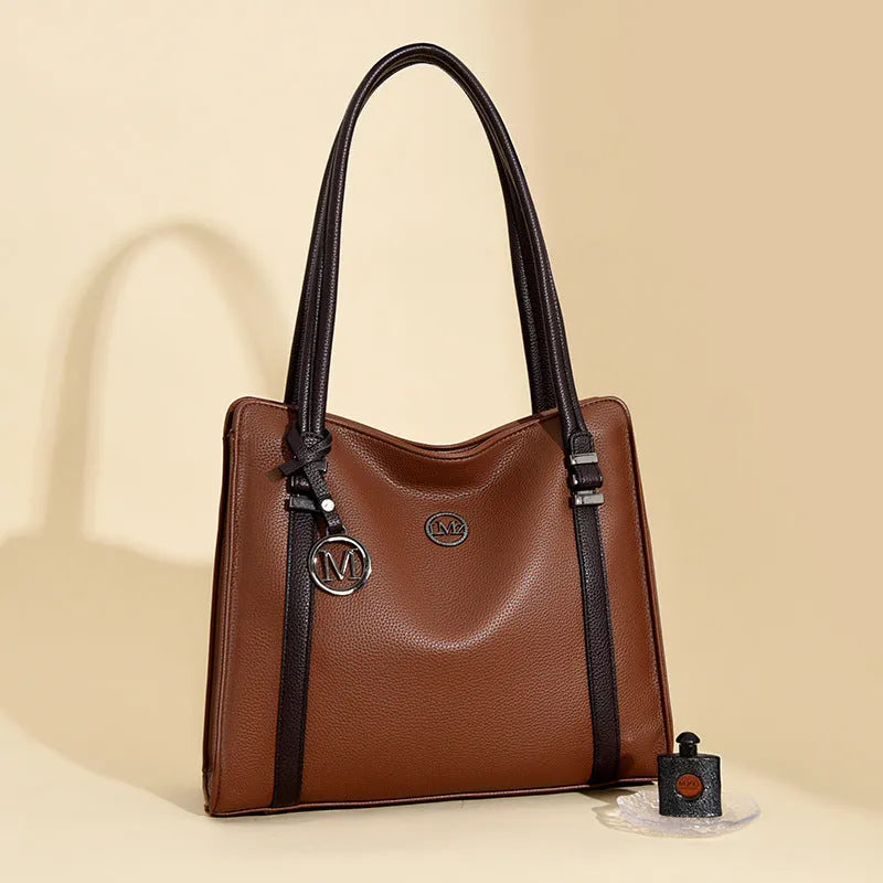 Soft black PU leather women's crossbody bag with double strap, showing outer sandwich pocket.