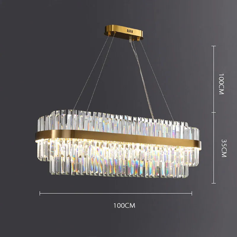 Multi-head crystal ceiling chandelier with stainless steel construction and adjustable height