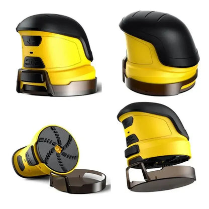 Yellow cordless electric snow scraper with USB charging cable for car window ice removal