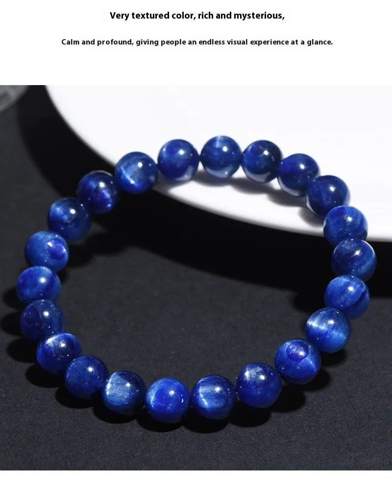 Blue crystal bracelet with geometric shape and Ruyi design, polished finish, sizes 5-12mm