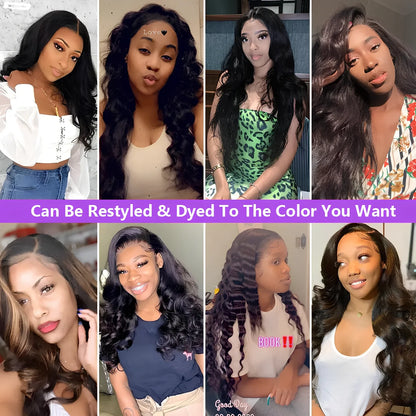 Body wave lace front wig from 100% Peruvian human hair, 8-36 inches, natural colour with deep parting
