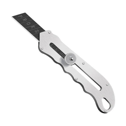 Stainless steel folding art knife with black blade and replacement blades