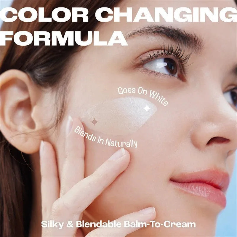Detachable makeup brush for cream stick foundation application showing removable handle design