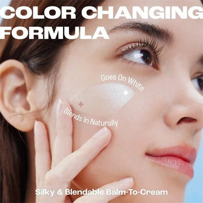Detachable makeup brush for cream stick foundation application showing removable handle design