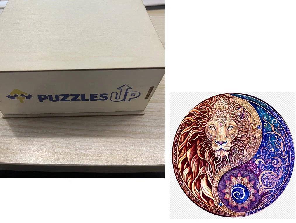Animal Puzzle Set in A3 size with wooden storage box, vibrant animal designs for educational fun