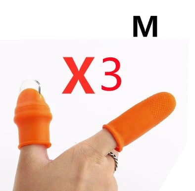 Silicone thumb protector with sharp curved blade for effortless vegetable, fruit, and crop harvesting in the garden or farm