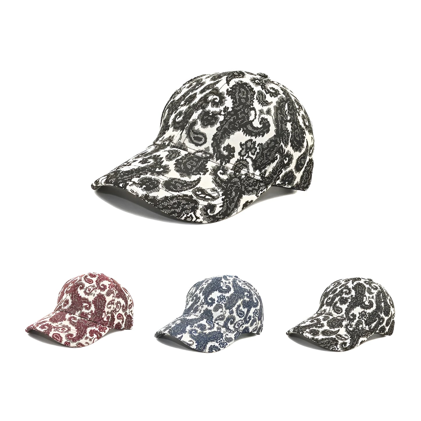 Paisley pattern printed baseball cap in medium 56-58cm size with polyester fabric