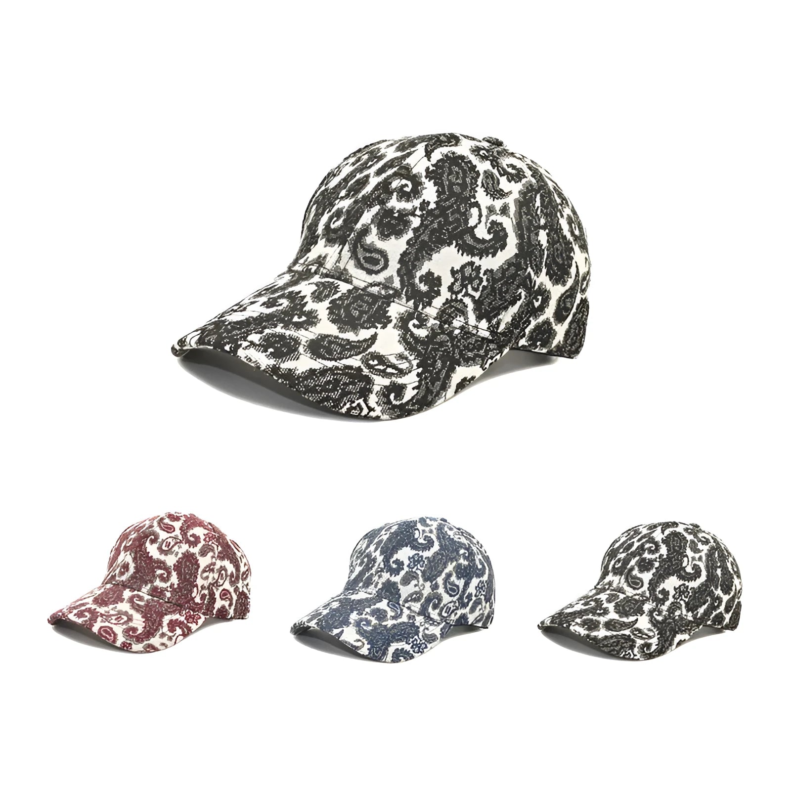 Paisley pattern printed baseball cap in medium 56-58cm size with polyester fabric