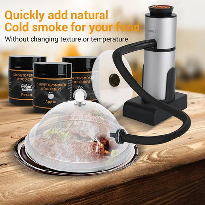 Compact charcoal smoking set with dimensions 290x290x87mm, perfect for outdoor cooking.