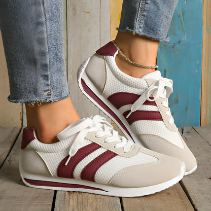 Wine red Cortez Retro sneakers with mesh lining and cross-strap detail