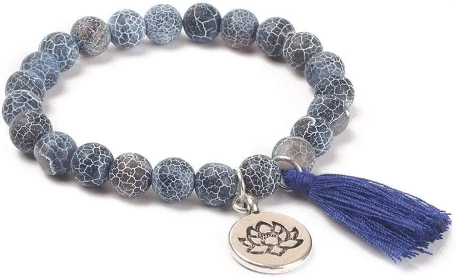 Handcrafted natural stone alloy bracelet showing tiger eye and agate components in 6cm size