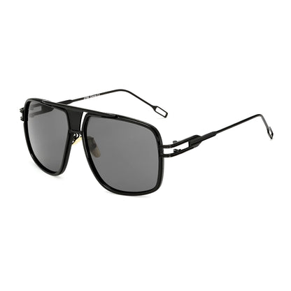 Men's square UV400 sunglasses with 59mm lens width, plastic and metal frame, goggle style