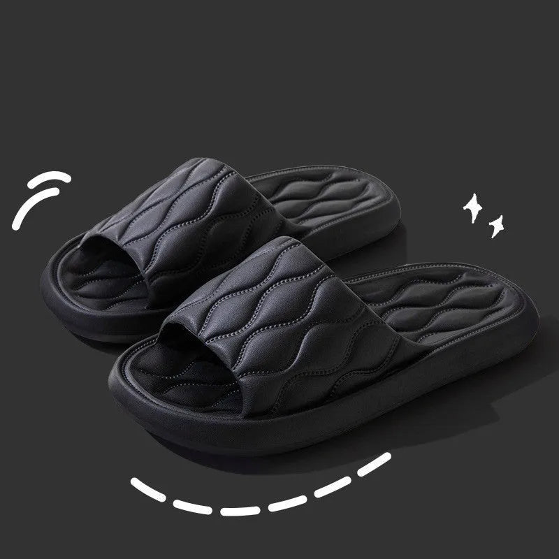 Ripple style EVA house slippers in white, pink, light green, dark khaki or black, sizes 36/37 to 44/45, one pair