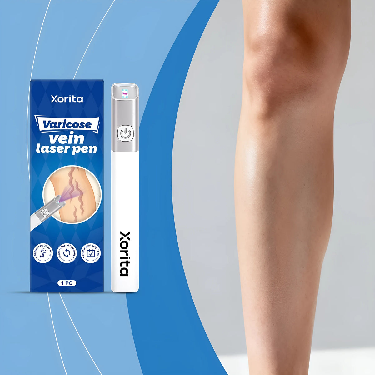 Varicose vein laser pen in ABS, compact handheld device for legs, arms and face, 1PC pack