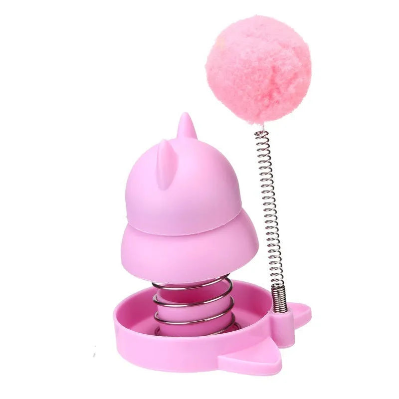 Blue, orange, and pink 55mm lickable mint ball cat toy for dental care and boredom relief.