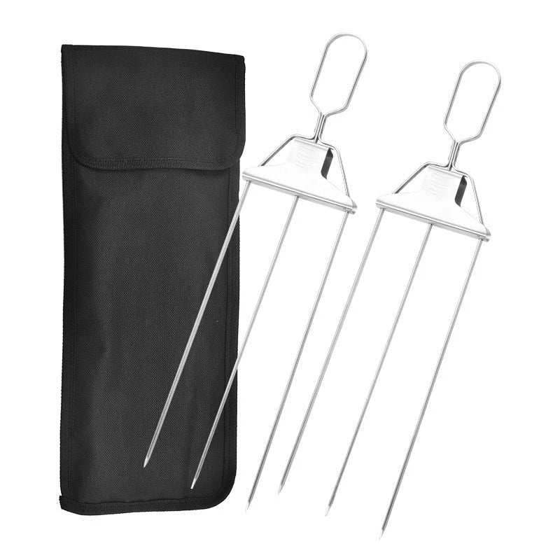Durable stainless steel barbecue skewers with secure gripping, even cooking, and easy food removal