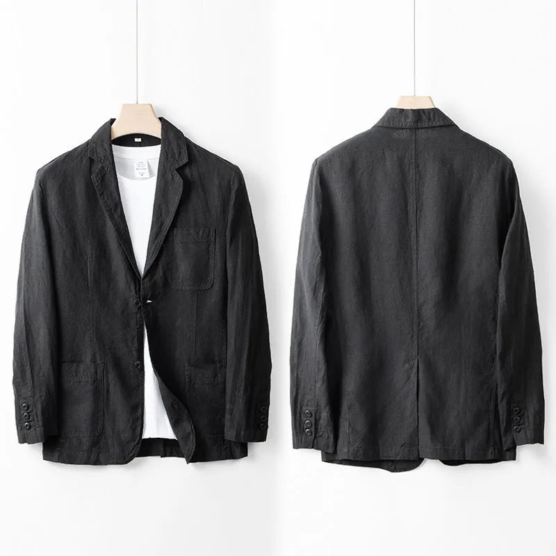 Men's casual linen suit jacket in loose fit available in five solid colours