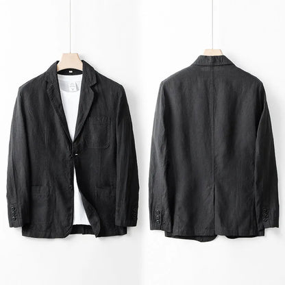 Men's casual linen suit jacket in loose fit available in five solid colours