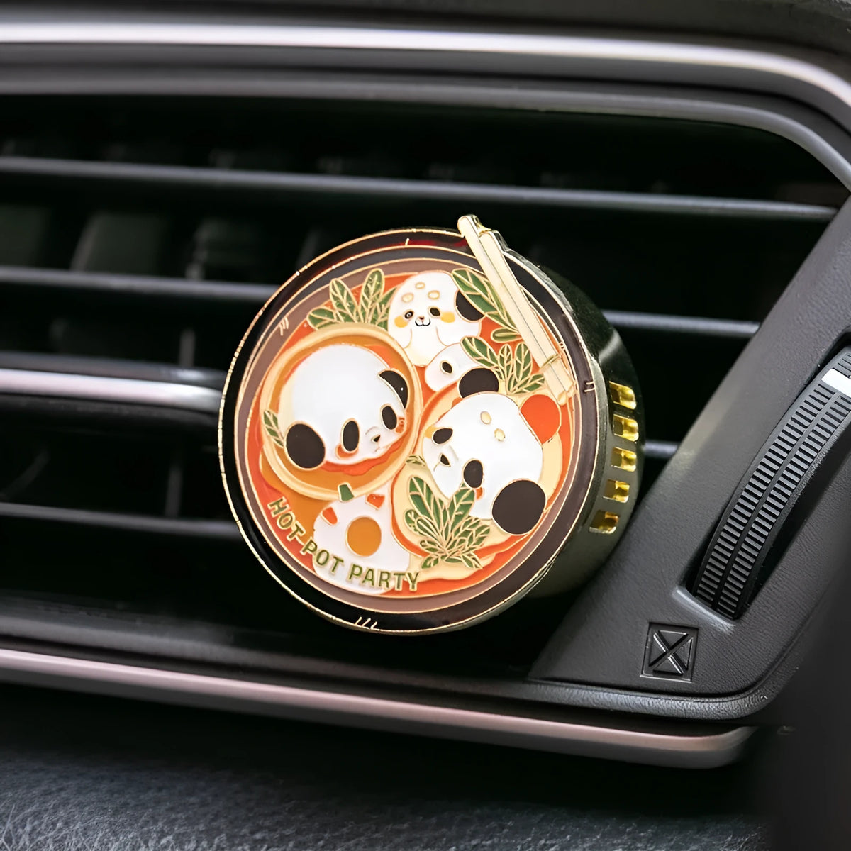 Panda hot pot car air freshener diffuser with diatomite fragrance tablets