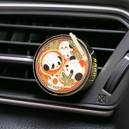 Panda hot pot car air freshener diffuser with diatomite fragrance tablets