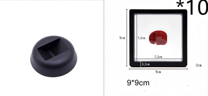 Black 11x11cm suspended 3D floating display frame holding a coin, with square base for stable collectible showcase