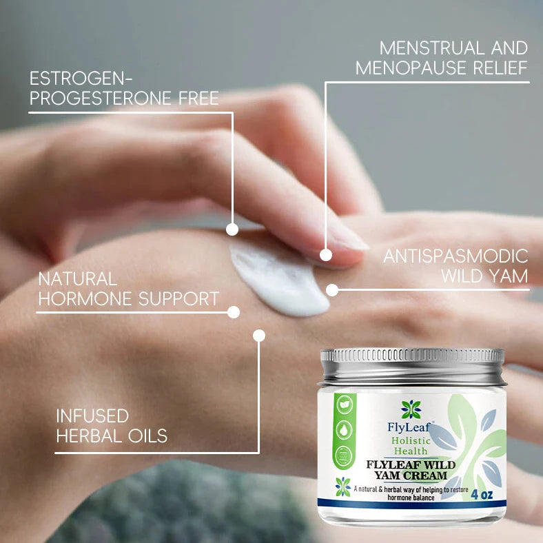 4 oz jar of Natural Formula Organic Yam Cream with Aloe Vera and Red Clover for menopause skincare