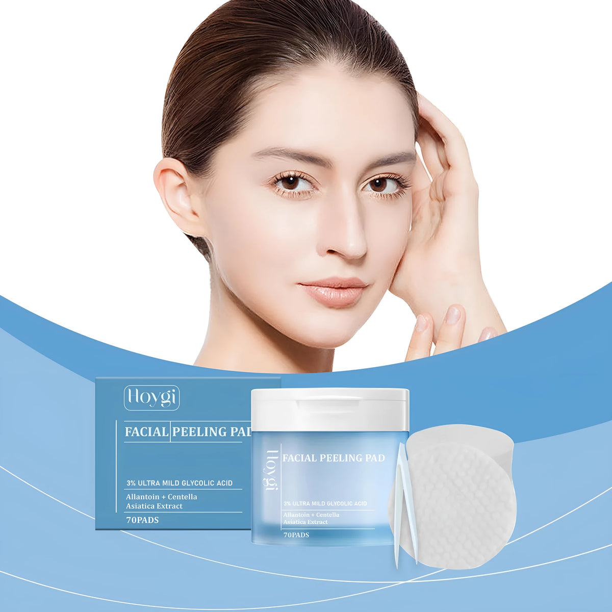 Pack of 70 salicylate toner gasket cotton pads with tweezers for skincare