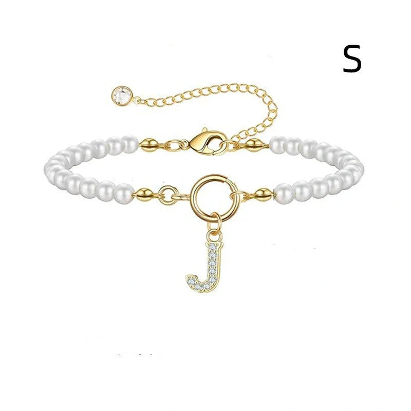 2024 Fashion Toggle Clasp Initial Bracelet with 6mm Pearl