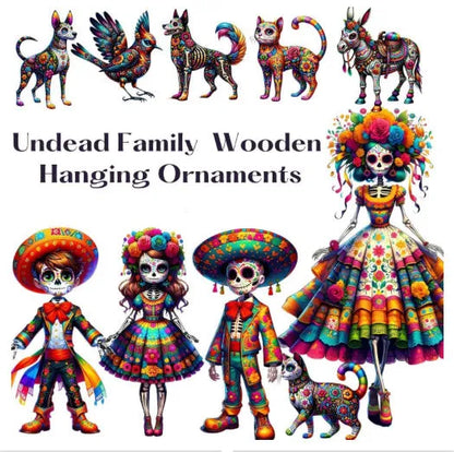 Wooden cartoon animal flat pendant set for Halloween and Easter wall decoration