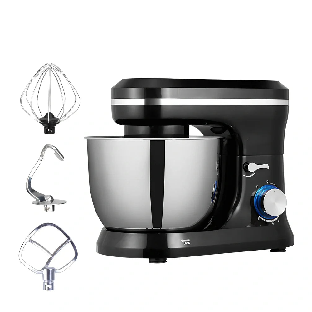 Black Chef's Cream Blender Stand Mixer on desktop, 501-1000W power, 3 gears for stirring and egg beating