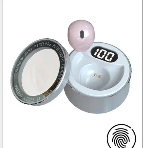 Invisible mini in-ear Bluetooth headset with 9mm discreet design in skin colour, white, or pink options