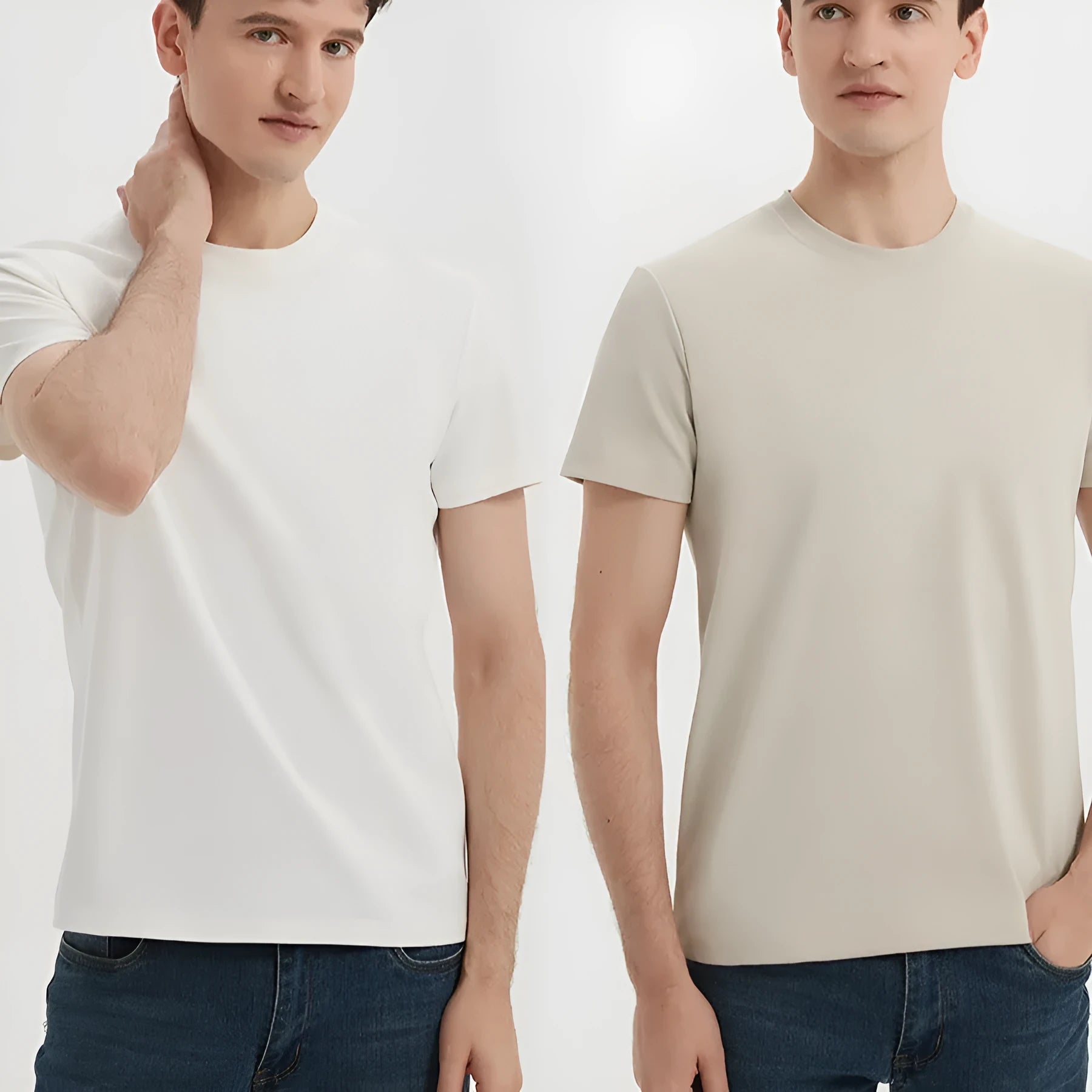 Short sleeves solid colour T-shirt with straight cut and non-iron fabric.